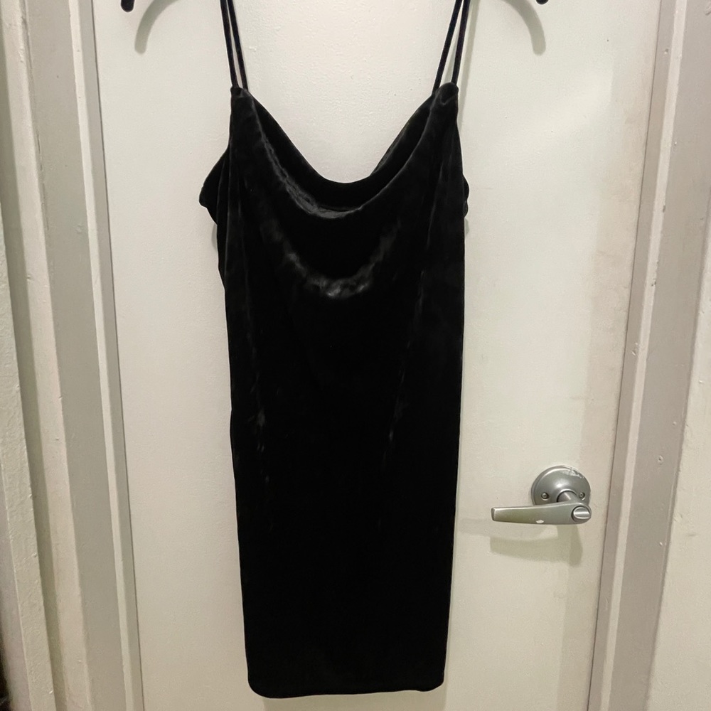 Topshop black velvet mini dress with cowl neck